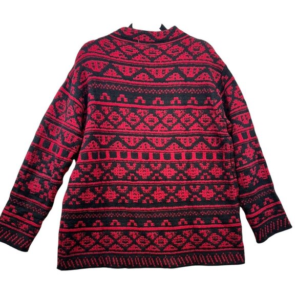 J. Jill Womens Geometric Pattern Sweater XL Red & Black Wool Cotton Blend - Picture 9 of 11